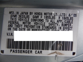 2005 HONDA CIVIC HYBRID SKY BLUE 4DR 1.3L AT A17571